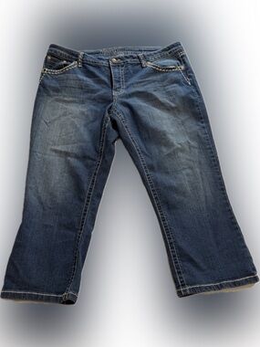 Natural Reflections Blue Denim Capris with Embellished Pockets